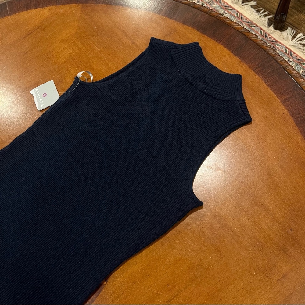 NEW‎ Athleta Winterlude Dress Navy/Purple Small Merino Wool Colorblock Midi - Picture 8 of 16